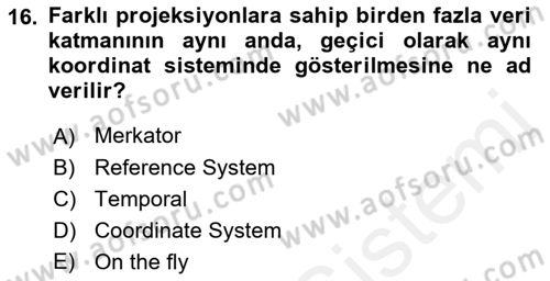 Açık Kaynak Kodlu CBS Yazılım Uygulaması Dersi 2018 - 2019 Yılı (Vize) Ara Sınav Soruları 16. Soru