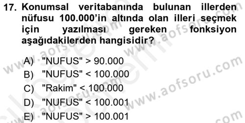 Açık Kaynak Kodlu CBS Yazılım Uygulaması Dersi 2018 - 2019 Yılı (Vize) Ara Sınav Soruları 17. Soru