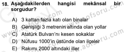 Açık Kaynak Kodlu CBS Yazılım Uygulaması Dersi 2018 - 2019 Yılı (Vize) Ara Sınav Soruları 18. Soru