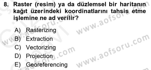 Açık Kaynak Kodlu CBS Yazılım Uygulaması Dersi 2018 - 2019 Yılı (Vize) Ara Sınav Soruları 8. Soru