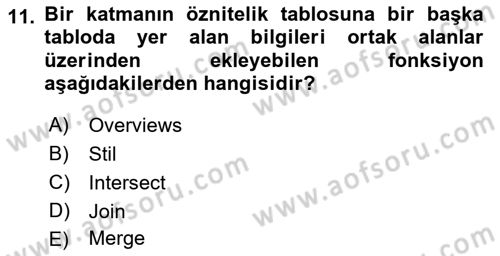 Açık Kaynak Kodlu CBS Yazılım Uygulaması Dersi 2018 - 2019 Yılı (Final) Dönem Sonu Sınav Soruları 11. Soru