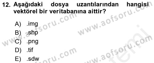Açık Kaynak Kodlu CBS Yazılım Uygulaması Dersi 2018 - 2019 Yılı (Final) Dönem Sonu Sınav Soruları 12. Soru