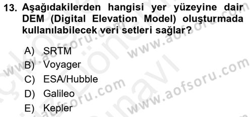 Açık Kaynak Kodlu CBS Yazılım Uygulaması Dersi 2018 - 2019 Yılı (Final) Dönem Sonu Sınav Soruları 13. Soru