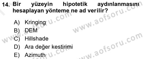 Açık Kaynak Kodlu CBS Yazılım Uygulaması Dersi 2018 - 2019 Yılı (Final) Dönem Sonu Sınav Soruları 14. Soru