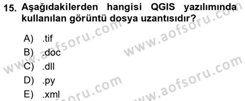 Açık Kaynak Kodlu CBS Yazılım Uygulaması Dersi 2018 - 2019 Yılı (Final) Dönem Sonu Sınav Soruları 15. Soru
