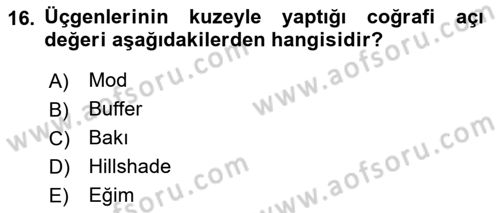 Açık Kaynak Kodlu CBS Yazılım Uygulaması Dersi 2018 - 2019 Yılı (Final) Dönem Sonu Sınav Soruları 16. Soru