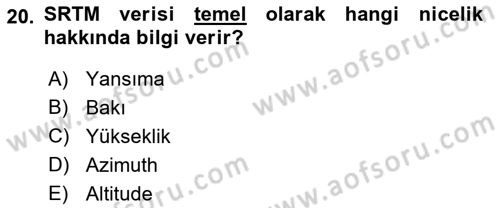 Açık Kaynak Kodlu CBS Yazılım Uygulaması Dersi 2018 - 2019 Yılı (Final) Dönem Sonu Sınav Soruları 20. Soru