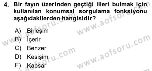 Açık Kaynak Kodlu CBS Yazılım Uygulaması Dersi 2018 - 2019 Yılı (Final) Dönem Sonu Sınav Soruları 4. Soru