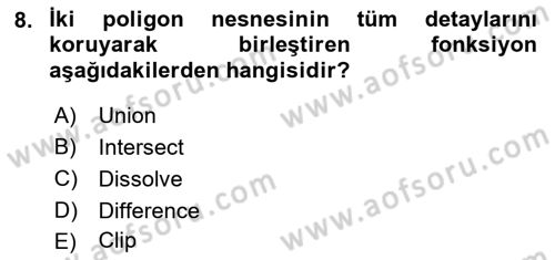 Açık Kaynak Kodlu CBS Yazılım Uygulaması Dersi 2018 - 2019 Yılı (Final) Dönem Sonu Sınav Soruları 8. Soru