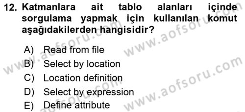 Açık Kaynak Kodlu CBS Yazılım Uygulaması Dersi 2018 - 2019 Yılı Yaz Okulu Sınav Soruları 12. Soru