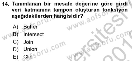 Açık Kaynak Kodlu CBS Yazılım Uygulaması Dersi 2018 - 2019 Yılı Yaz Okulu Sınav Soruları 14. Soru