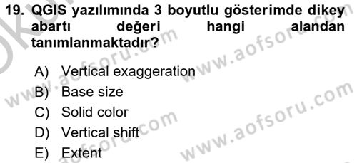 Açık Kaynak Kodlu CBS Yazılım Uygulaması Dersi 2018 - 2019 Yılı Yaz Okulu Sınav Soruları 19. Soru