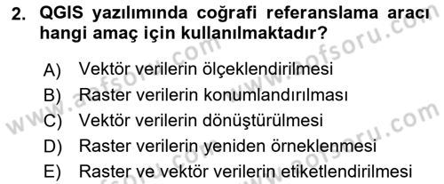 Açık Kaynak Kodlu CBS Yazılım Uygulaması Dersi 2018 - 2019 Yılı Yaz Okulu Sınav Soruları 2. Soru