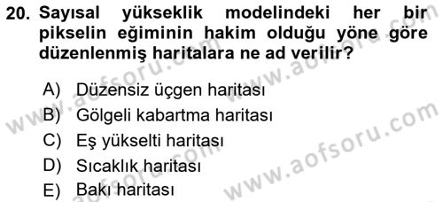 Açık Kaynak Kodlu CBS Yazılım Uygulaması Dersi 2018 - 2019 Yılı Yaz Okulu Sınav Soruları 20. Soru