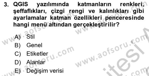 Açık Kaynak Kodlu CBS Yazılım Uygulaması Dersi 2018 - 2019 Yılı Yaz Okulu Sınav Soruları 3. Soru