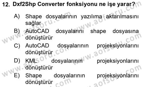 Açık Kaynak Kodlu CBS Yazılım Uygulaması Dersi 2019 - 2020 Yılı (Vize) Ara Sınav Soruları 12. Soru