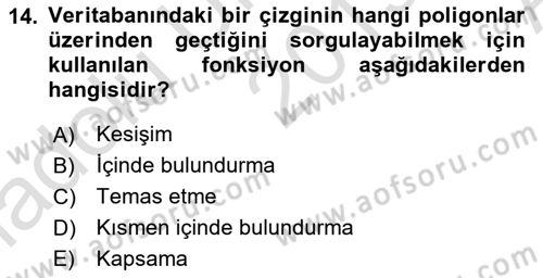 Açık Kaynak Kodlu CBS Yazılım Uygulaması Dersi 2019 - 2020 Yılı (Vize) Ara Sınav Soruları 14. Soru