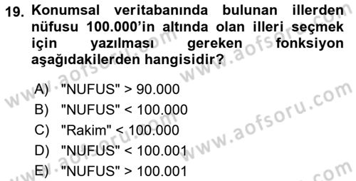 Açık Kaynak Kodlu CBS Yazılım Uygulaması Dersi 2019 - 2020 Yılı (Vize) Ara Sınav Soruları 19. Soru