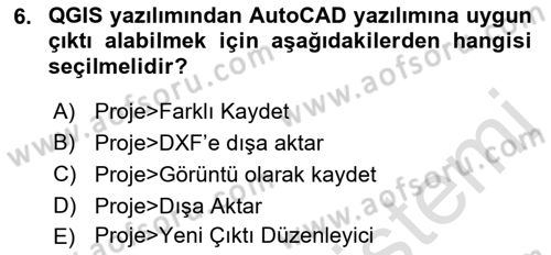 Açık Kaynak Kodlu CBS Yazılım Uygulaması Dersi 2019 - 2020 Yılı (Vize) Ara Sınav Soruları 6. Soru