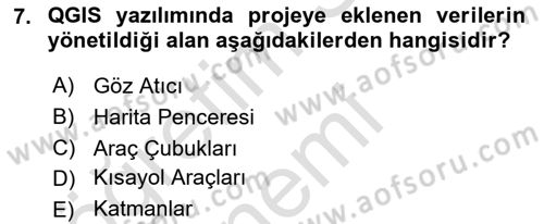 Açık Kaynak Kodlu CBS Yazılım Uygulaması Dersi 2019 - 2020 Yılı (Vize) Ara Sınav Soruları 7. Soru