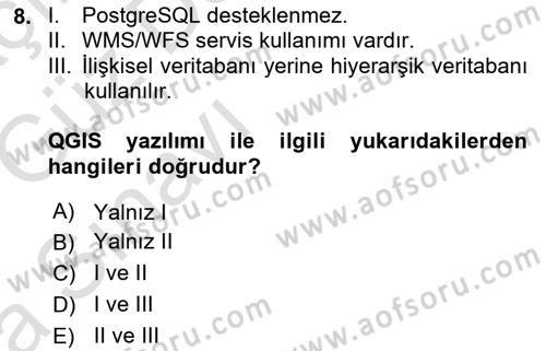 Açık Kaynak Kodlu CBS Yazılım Uygulaması Dersi 2019 - 2020 Yılı (Vize) Ara Sınav Soruları 8. Soru