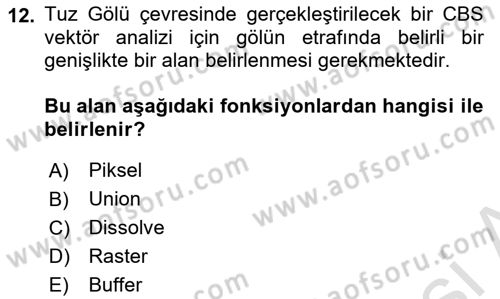 Açık Kaynak Kodlu CBS Yazılım Uygulaması Dersi 2019 - 2020 Yılı (Final) Dönem Sonu Sınav Soruları 12. Soru