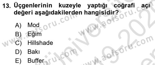Açık Kaynak Kodlu CBS Yazılım Uygulaması Dersi 2019 - 2020 Yılı (Final) Dönem Sonu Sınav Soruları 13. Soru