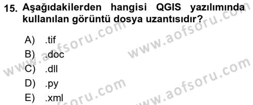 Açık Kaynak Kodlu CBS Yazılım Uygulaması Dersi 2019 - 2020 Yılı (Final) Dönem Sonu Sınav Soruları 15. Soru