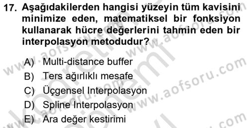 Açık Kaynak Kodlu CBS Yazılım Uygulaması Dersi 2019 - 2020 Yılı (Final) Dönem Sonu Sınav Soruları 17. Soru