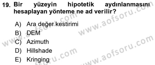 Açık Kaynak Kodlu CBS Yazılım Uygulaması Dersi 2019 - 2020 Yılı (Final) Dönem Sonu Sınav Soruları 19. Soru