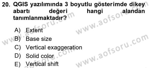 Açık Kaynak Kodlu CBS Yazılım Uygulaması Dersi 2019 - 2020 Yılı (Final) Dönem Sonu Sınav Soruları 20. Soru