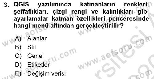 Açık Kaynak Kodlu CBS Yazılım Uygulaması Dersi 2019 - 2020 Yılı (Final) Dönem Sonu Sınav Soruları 3. Soru