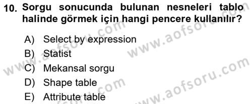 Açık Kaynak Kodlu CBS Yazılım Uygulaması Dersi 2020 - 2021 Yılı Yaz Okulu Sınav Soruları 10. Soru