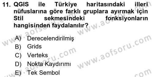 Açık Kaynak Kodlu CBS Yazılım Uygulaması Dersi 2020 - 2021 Yılı Yaz Okulu Sınav Soruları 11. Soru