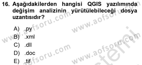 Açık Kaynak Kodlu CBS Yazılım Uygulaması Dersi 2020 - 2021 Yılı Yaz Okulu Sınav Soruları 16. Soru