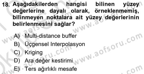 Açık Kaynak Kodlu CBS Yazılım Uygulaması Dersi 2020 - 2021 Yılı Yaz Okulu Sınav Soruları 18. Soru