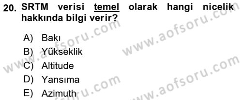 Açık Kaynak Kodlu CBS Yazılım Uygulaması Dersi 2020 - 2021 Yılı Yaz Okulu Sınav Soruları 20. Soru
