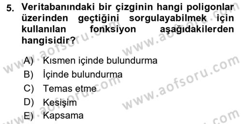 Açık Kaynak Kodlu CBS Yazılım Uygulaması Dersi 2020 - 2021 Yılı Yaz Okulu Sınav Soruları 5. Soru