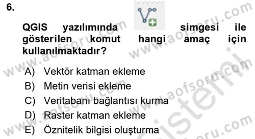 Açık Kaynak Kodlu CBS Yazılım Uygulaması Dersi 2020 - 2021 Yılı Yaz Okulu Sınav Soruları 6. Soru