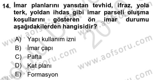 Yerel Yönetimlerde CBS Uygulamaları Dersi 2018 - 2019 Yılı 3 Ders Sınav Soruları 14. Soru