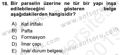 Yerel Yönetimlerde CBS Uygulamaları Dersi 2018 - 2019 Yılı (Final) Dönem Sonu Sınav Soruları 18. Soru