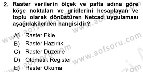 Yerel Yönetimlerde CBS Uygulamaları Dersi 2018 - 2019 Yılı (Final) Dönem Sonu Sınav Soruları 2. Soru