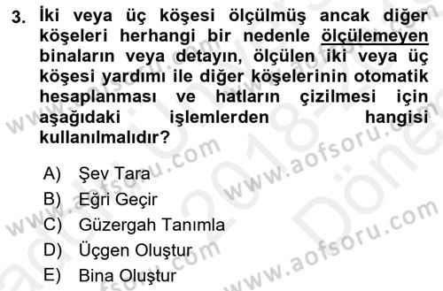 Yerel Yönetimlerde CBS Uygulamaları Dersi 2018 - 2019 Yılı (Final) Dönem Sonu Sınav Soruları 3. Soru