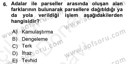 Yerel Yönetimlerde CBS Uygulamaları Dersi 2018 - 2019 Yılı (Final) Dönem Sonu Sınav Soruları 6. Soru