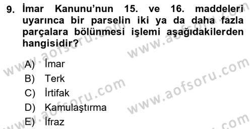 Yerel Yönetimlerde CBS Uygulamaları Dersi 2018 - 2019 Yılı (Final) Dönem Sonu Sınav Soruları 9. Soru