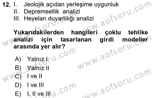 Yerel Yönetimlerde CBS Uygulamaları Dersi 2018 - 2019 Yılı Yaz Okulu Sınav Soruları 12. Soru