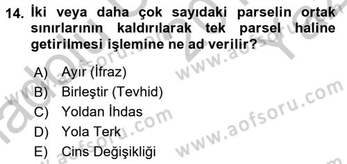 Yerel Yönetimlerde CBS Uygulamaları Dersi 2018 - 2019 Yılı Yaz Okulu Sınav Soruları 14. Soru