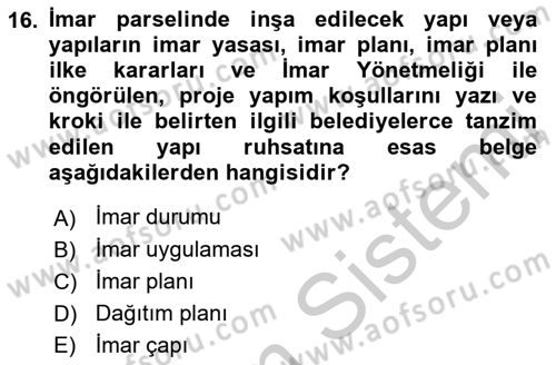 Yerel Yönetimlerde CBS Uygulamaları Dersi 2018 - 2019 Yılı Yaz Okulu Sınav Soruları 16. Soru