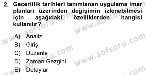 Yerel Yönetimlerde CBS Uygulamaları Dersi 2018 - 2019 Yılı Yaz Okulu Sınav Soruları 2. Soru