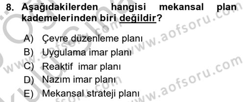 Yerel Yönetimlerde CBS Uygulamaları Dersi 2018 - 2019 Yılı Yaz Okulu Sınav Soruları 8. Soru